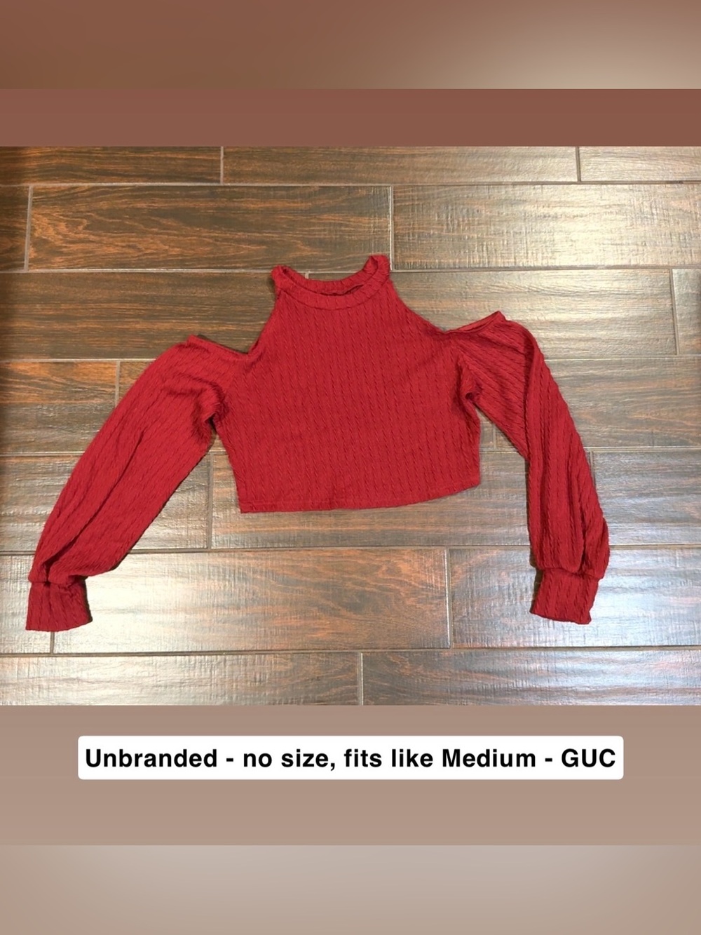Red Cold-Shoulder Ribbed Crop Top